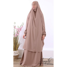 Jilbab 2 pièces jupe Taupe clair 2567 - microfibre - Jamila