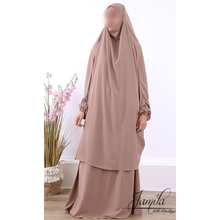 Jilbab 2 pièces jupe Taupe clair 2567 - microfibre - Jamila