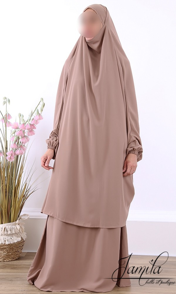 Jilbab 2 pièces jupe Taupe clair 2567 - microfibre - Jamila