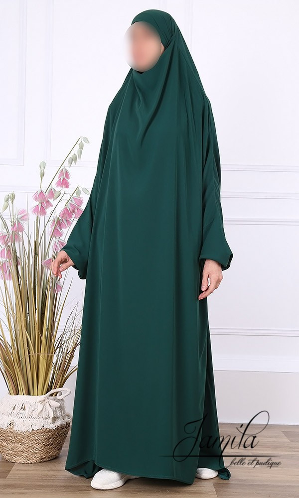 Jilbab 1 Pièce Vert sapin 1329 - Microfibre - Jamila