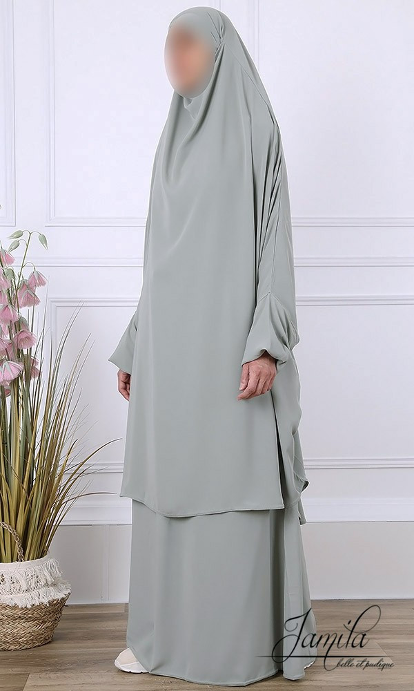 Jilbab 2 pièces jupe Kaki clair 2309 - microfibre - Jamila
