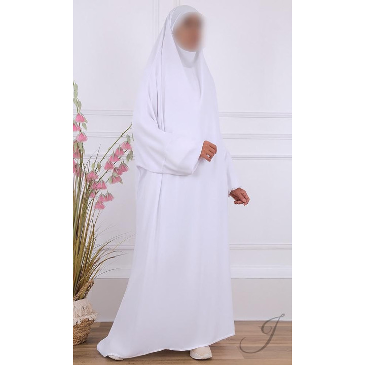 Jilbab 1 Pièce Blanc - Microfibre - Jamila