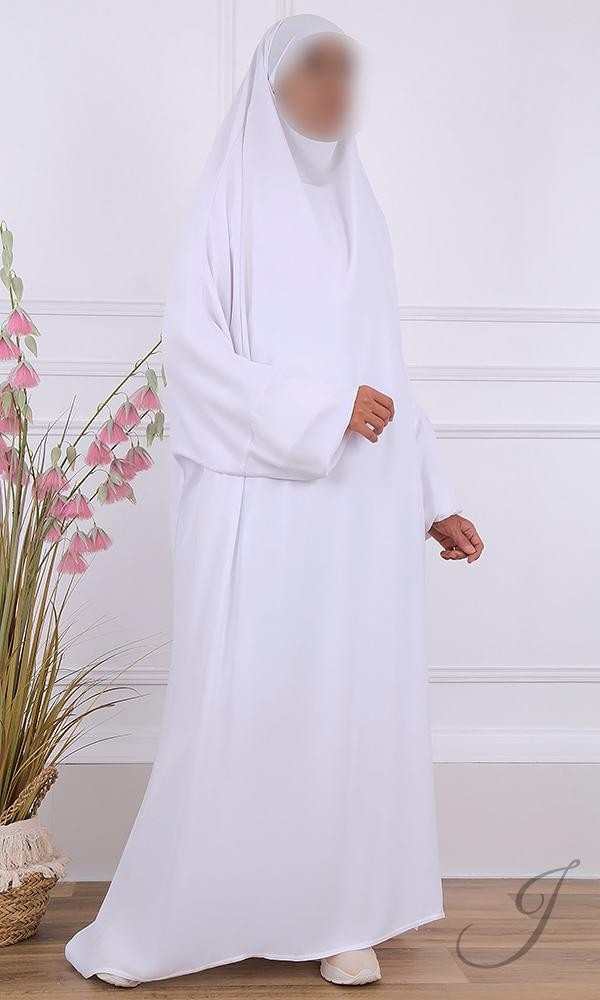 Jilbab 1 Pièce Blanc - Microfibre - Jamila