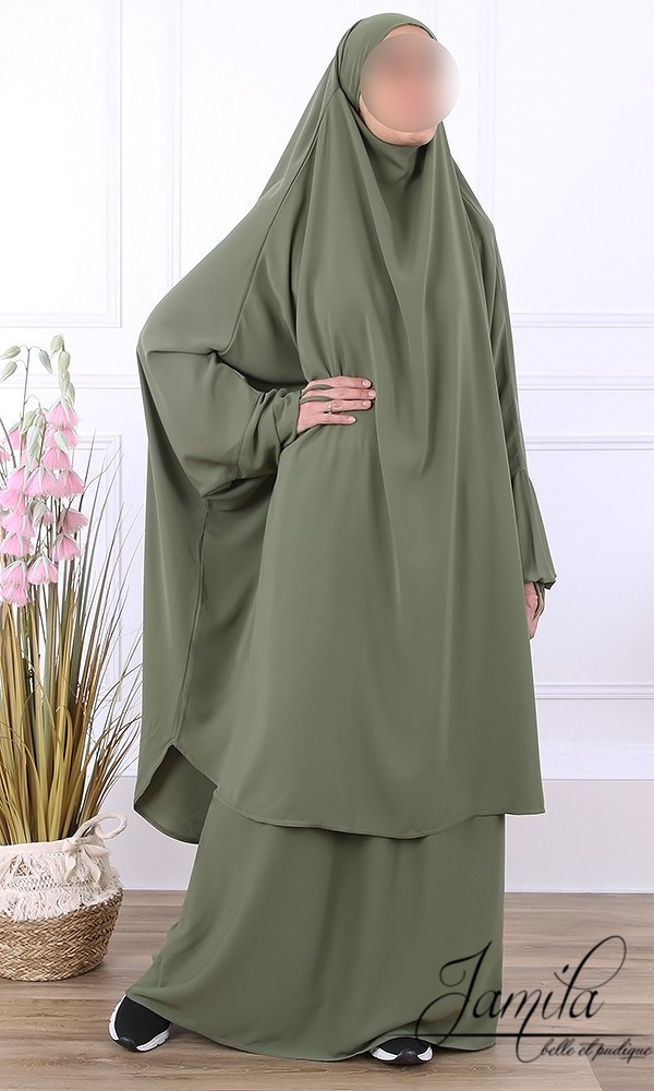 Jilbab 2 pièces jupe Kaki 2661 - microfibre - Jamila