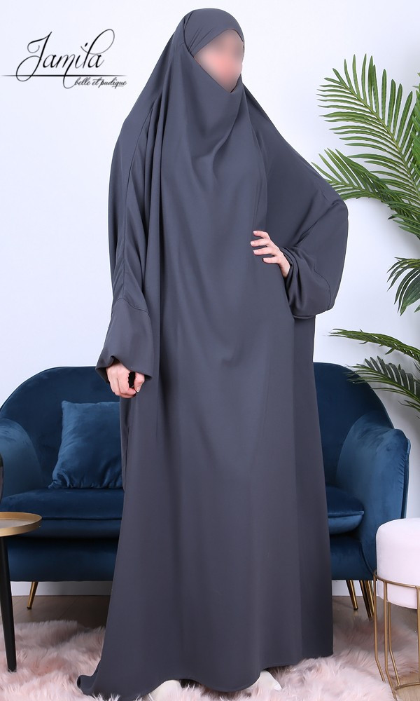 Jilbab 1 Pièce Anthracite 2637 - Microfibre - Jamila