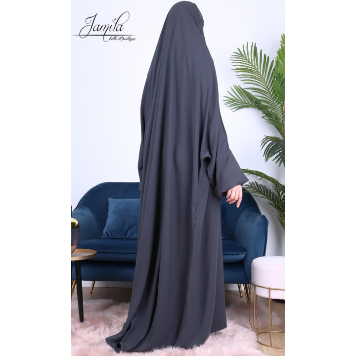 Jilbab 1 Pièce Anthracite 2637 - Microfibre - Jamila