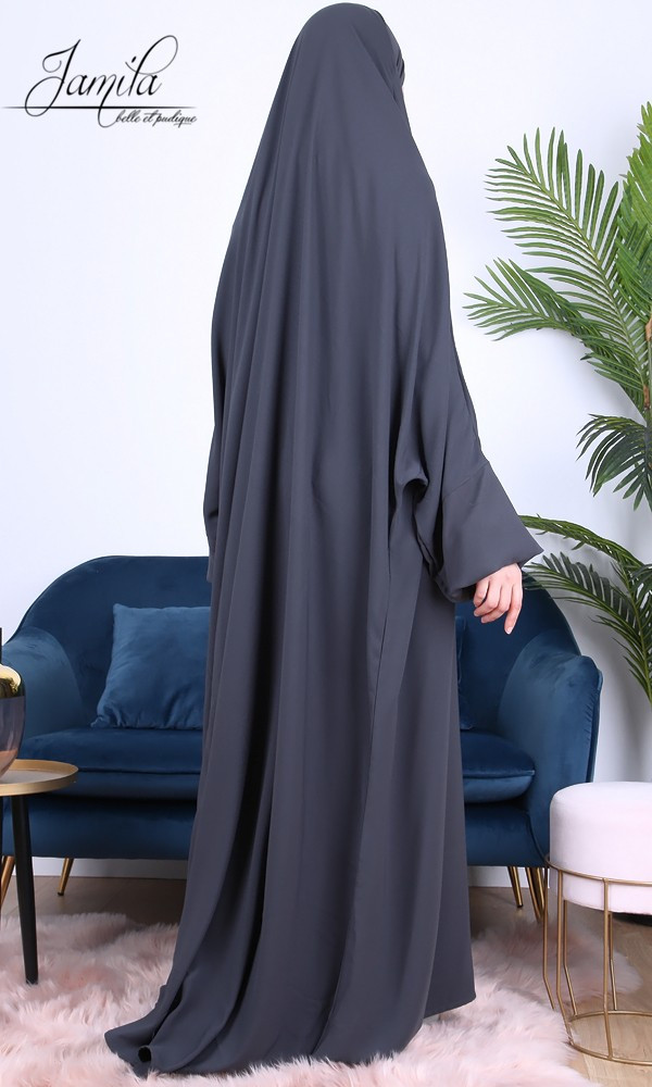 Jilbab 1 Pièce Anthracite 2637 - Microfibre - Jamila
