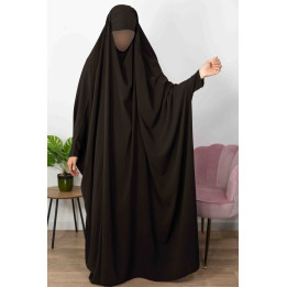 Jilbab 1 pièce saoudien A0S Noir - wool peach - El Bassira