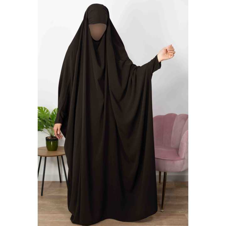 Jilbab 1 pièce saoudien A0S Noir - wool peach - El Bassira