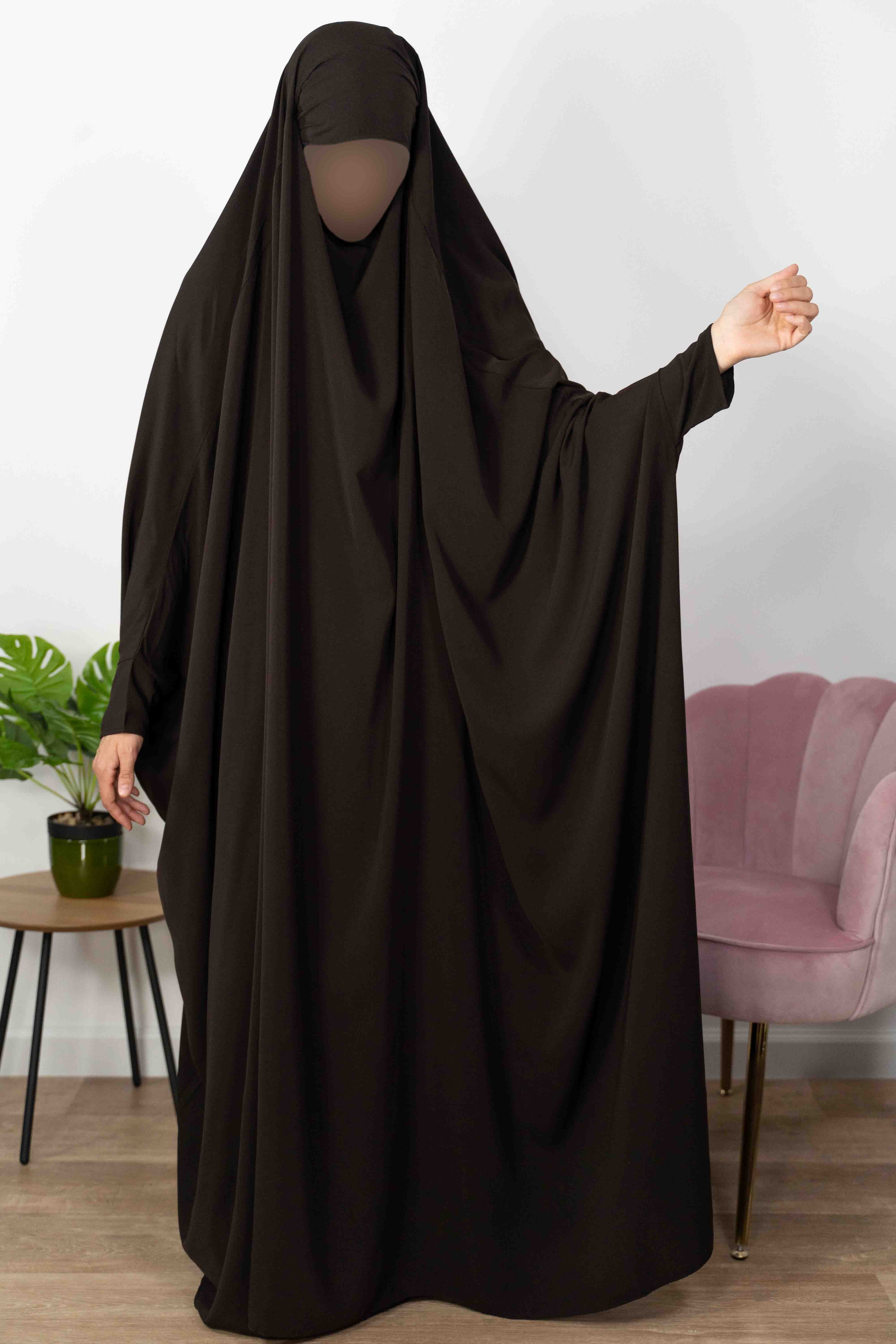 Jilbab 1 pièce saoudien A0S Noir - wool peach - El Bassira