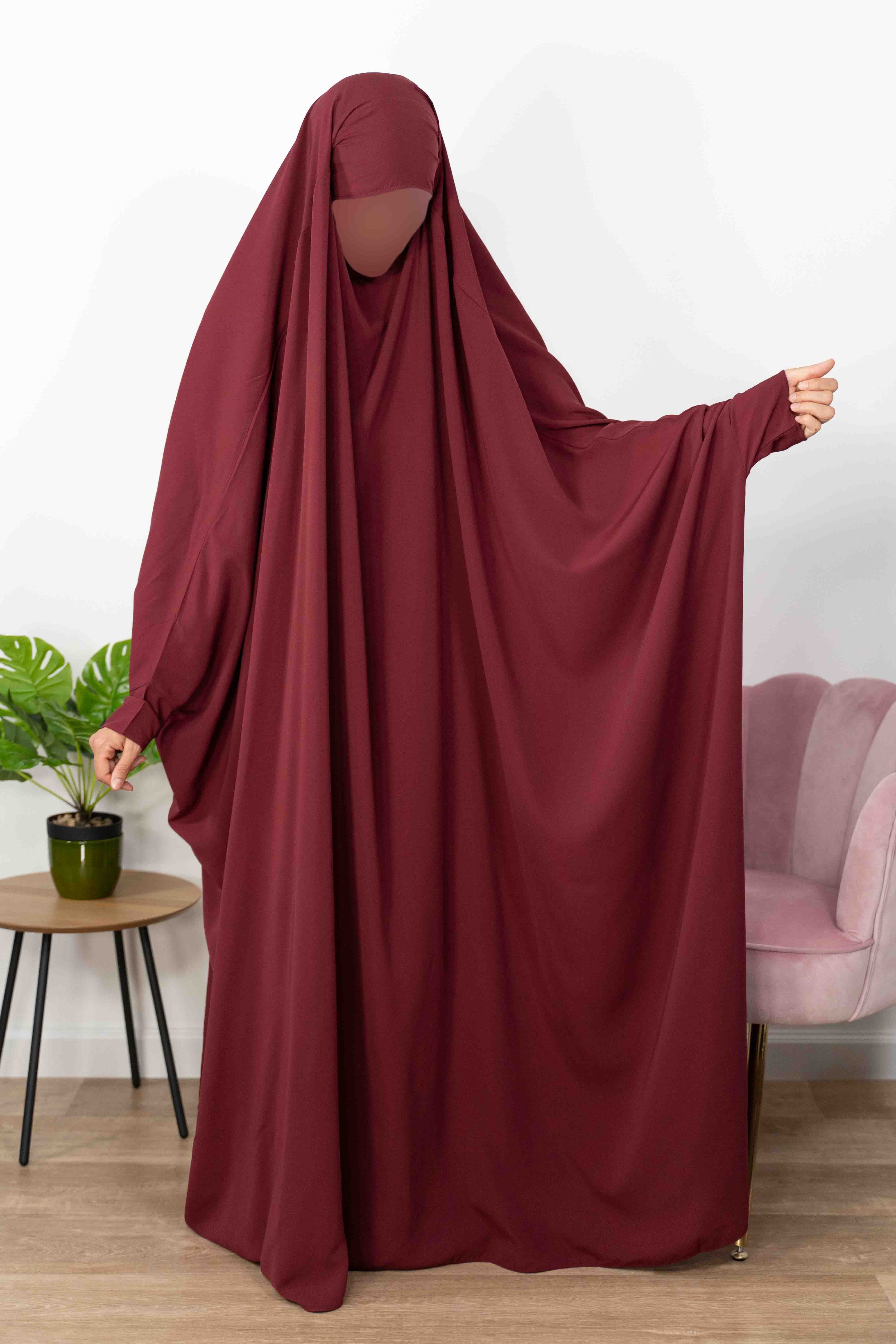 Jilbab 1 pièce saoudien A0S Bordeaux 163/162  - wool peach - El Bassira
