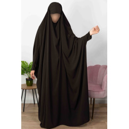 Jilbab 1 pièce saoudien A0S Marron foncé 3/6 - wool peach - El Bassira