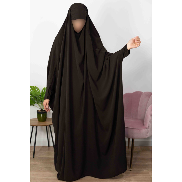 Jilbab 1 pièce saoudien A0S Marron foncé 3/6 - wool peach - El Bassira