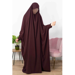 Jilbab 1 pièce saoudien A0S Aubergine  109/161 - wool peach - El Bassira