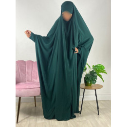 Jilbab 1 pièce saoudien A0S Vert sapin 56 - wool peach - El Bassira