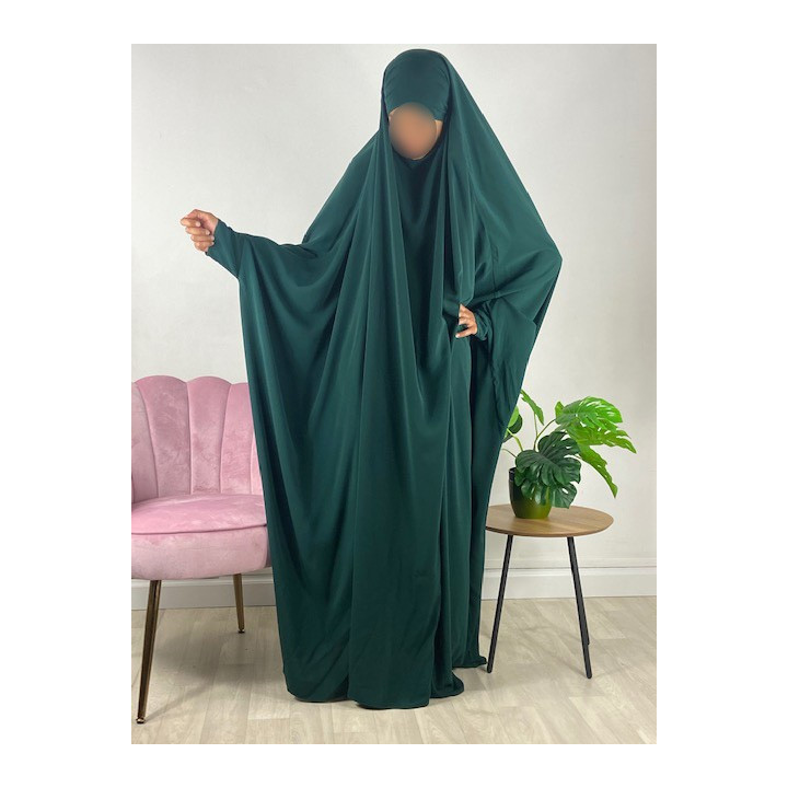 Jilbab 1 pièce saoudien A0S Vert sapin 56 - wool peach - El Bassira