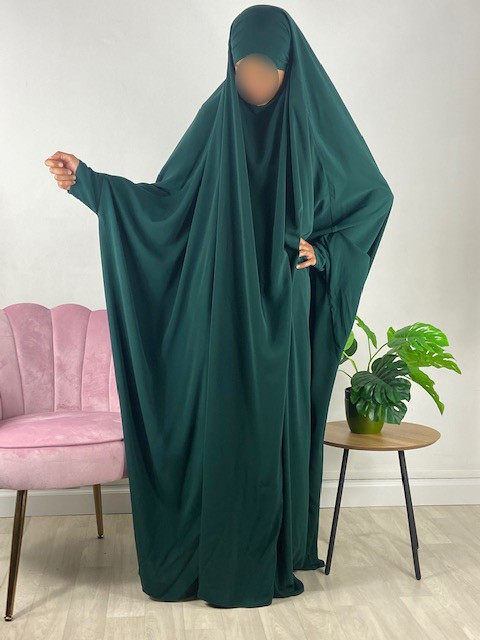 Jilbab 1 pièce saoudien A0S Vert sapin 56 - wool peach - El Bassira