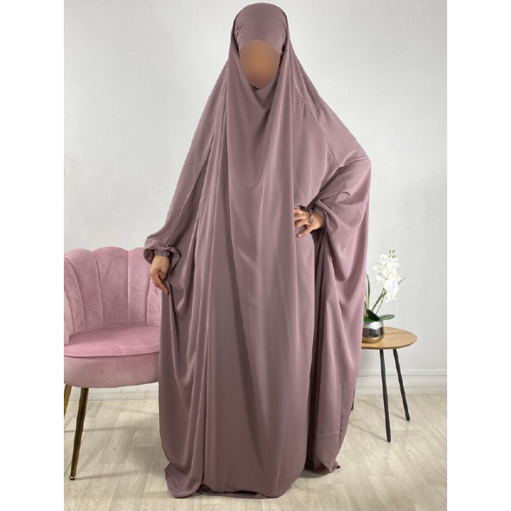Jilbab 1 pièce saoudien A0S rose mountbatten 174 - El Bassira