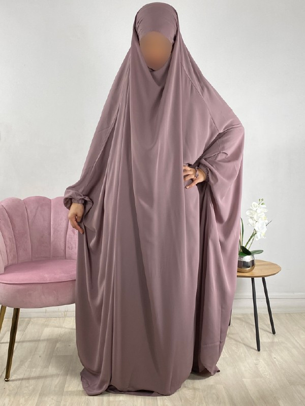 Jilbab 1 pièce saoudien A0S rose mountbatten 174 - El Bassira