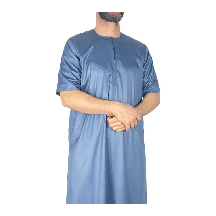 Qamis Emirati manches courtes Gris foncé - Satiné Precious