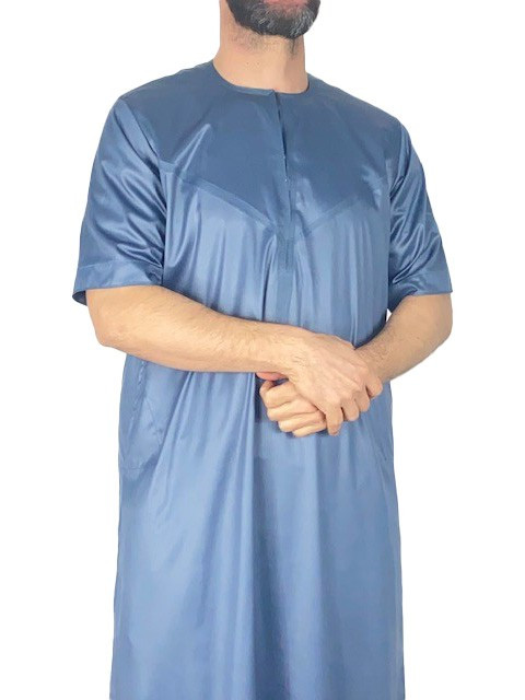 Qamis Emirati manches courtes Gris foncé - Satiné Precious