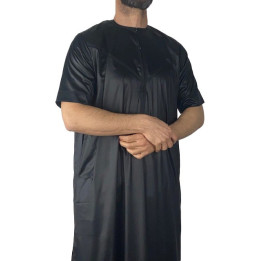 Qamis Emirati manches courtes Noir - Satiné Precious