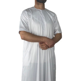 Qamis Emirati manches courtes Blanc - Satiné Precious