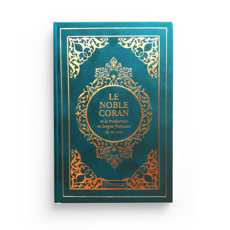 Le Noble Coran et la traduction en langue française de ses sens - Edition de luxe couverture  en daim -  Vert  dorée