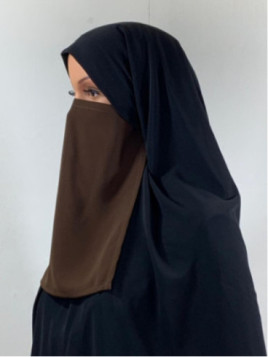 Half niqab Marron foncé -...