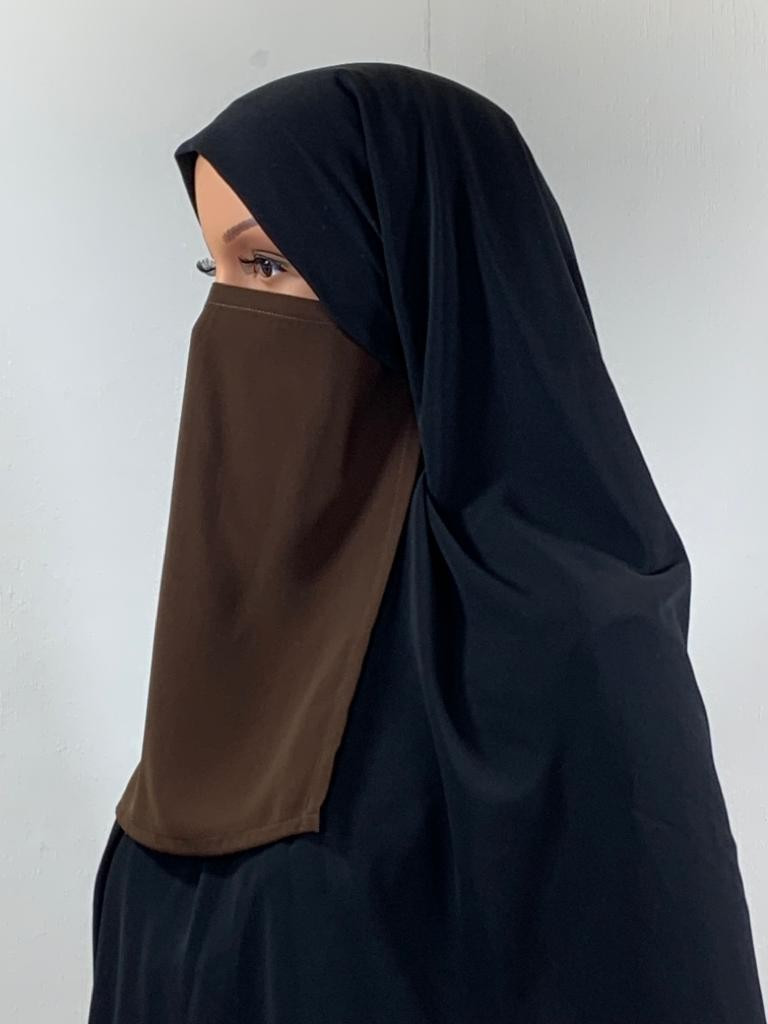 Half niqab Marron foncé - Microfibre