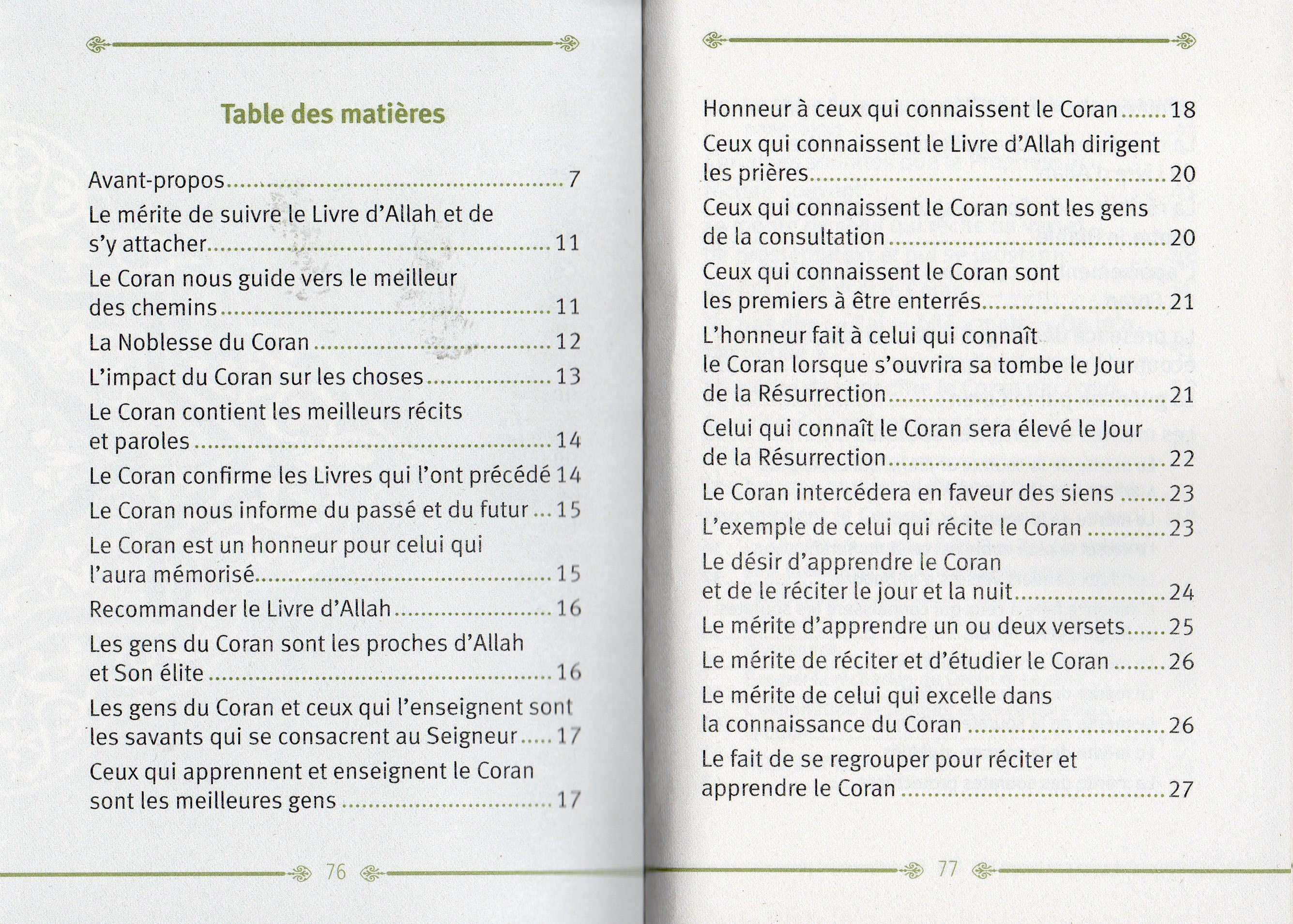 Les mérites du coran