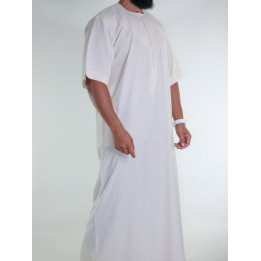 Qamis emirati en lin manches courtes - crème
