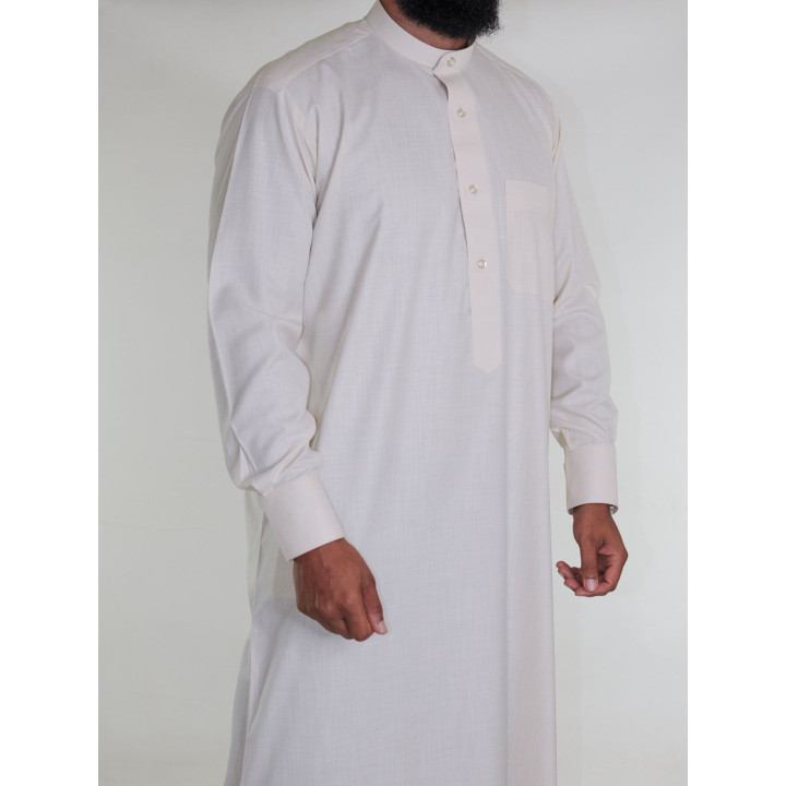 Qamis saoudien en lin - crème