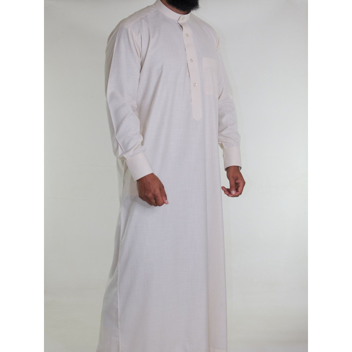 Qamis saoudien en lin - crème