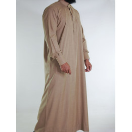 Qamis saoudien en lin - beige foncé
