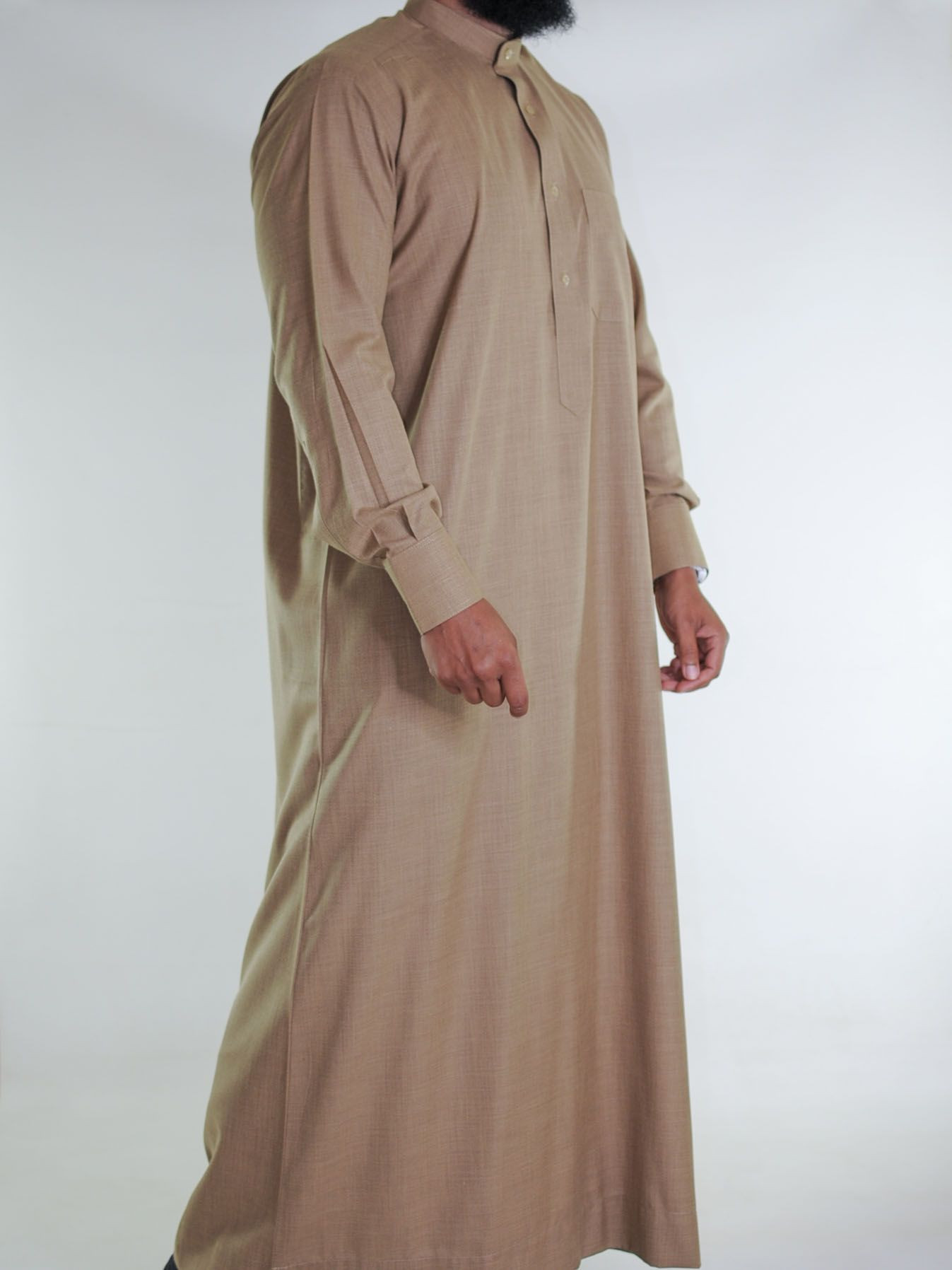 Qamis saoudien en lin - beige foncé