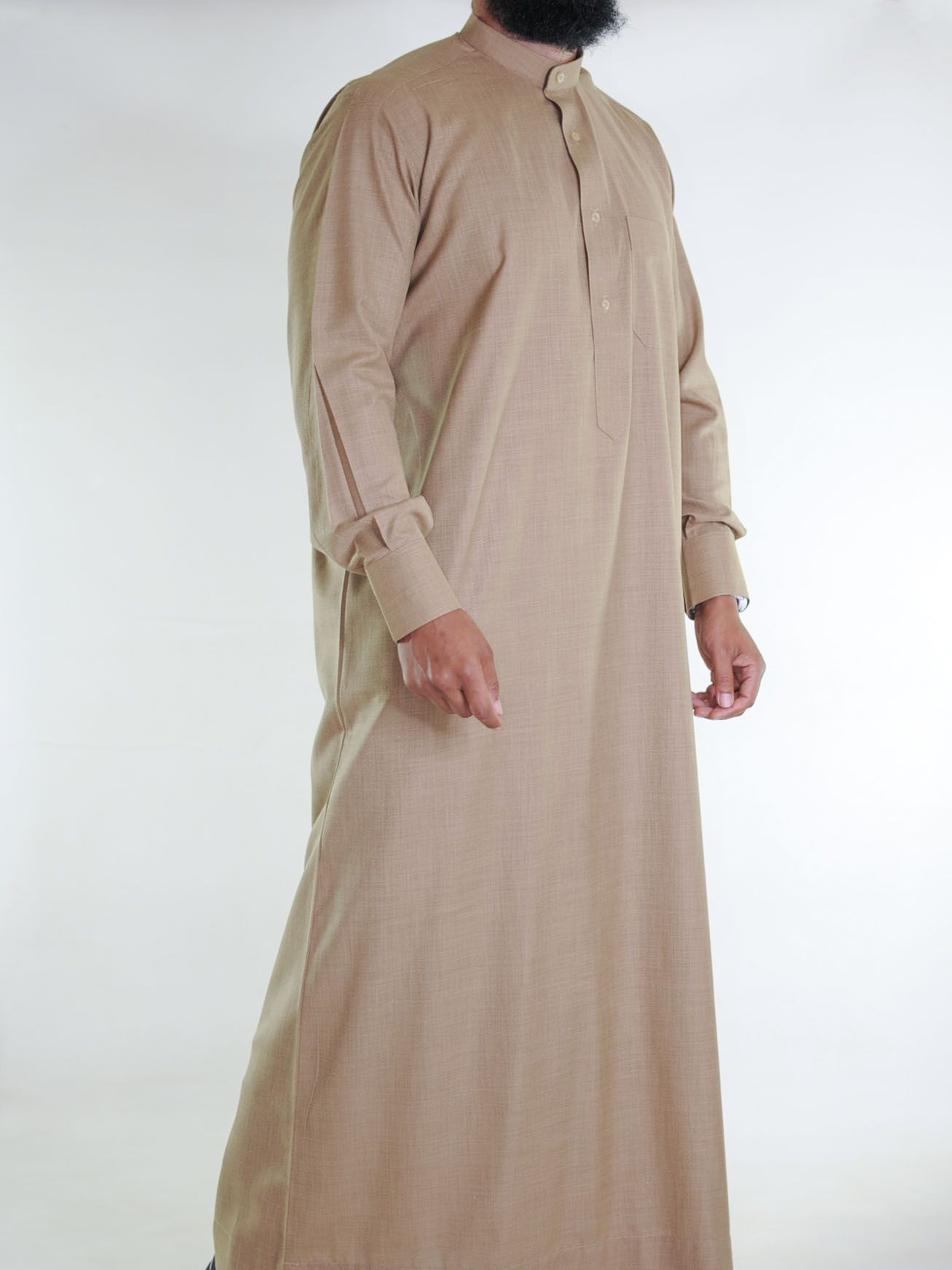 Qamis saoudien en lin - beige foncé
