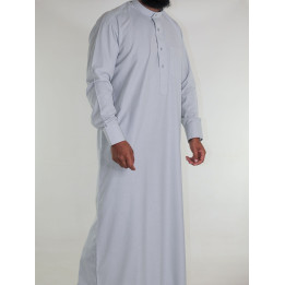 Qamis saoudien en lin - gris clair