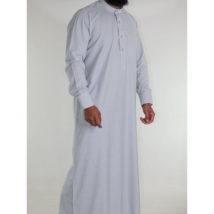 Qamis saoudien en lin - gris clair