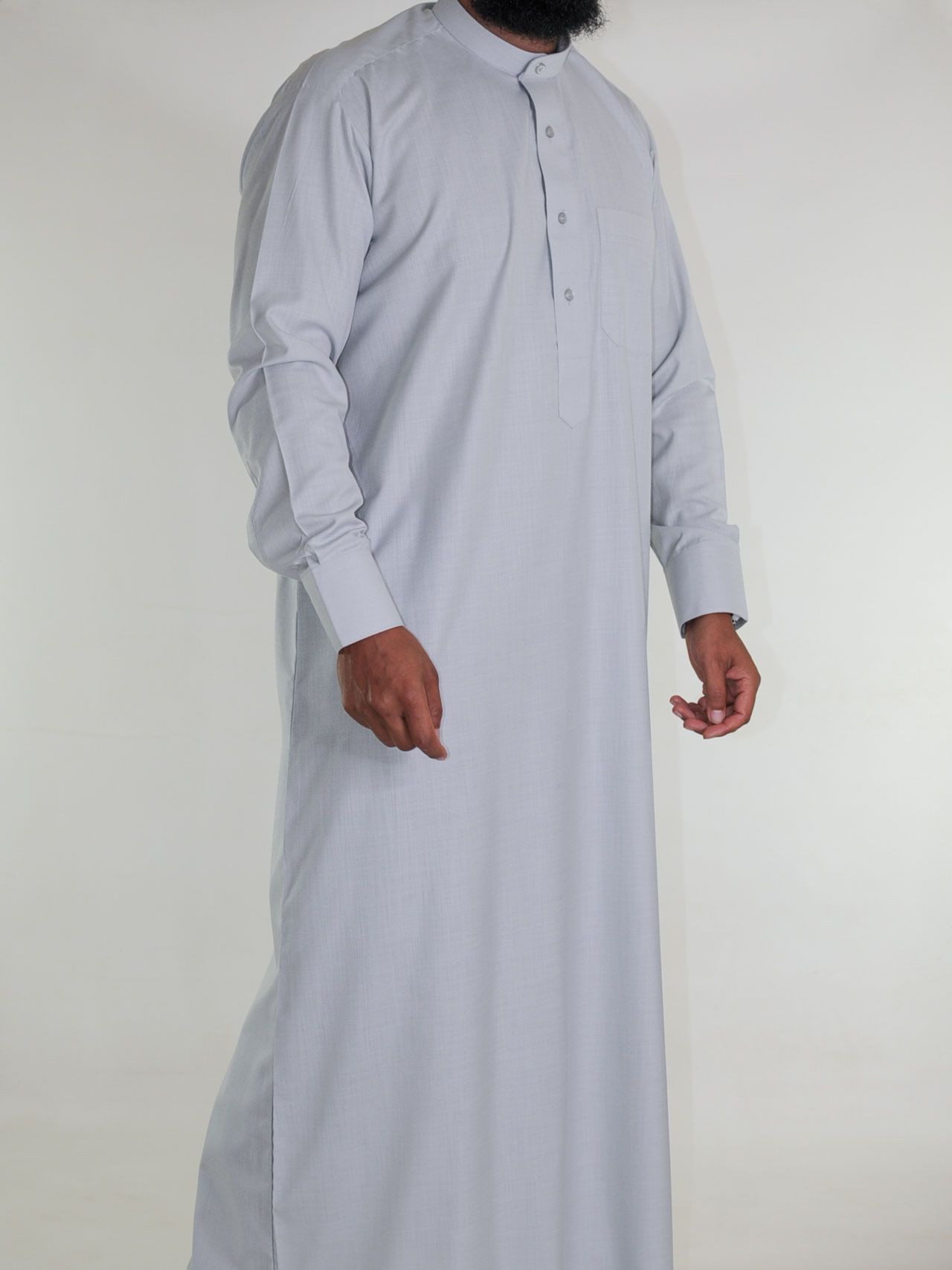 Qamis saoudien en lin - gris clair