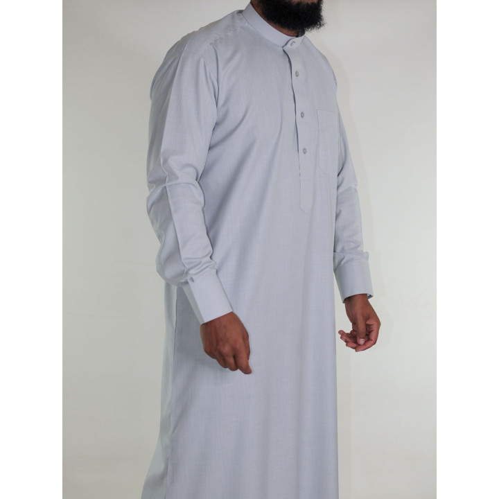 Qamis saoudien en lin - gris clair