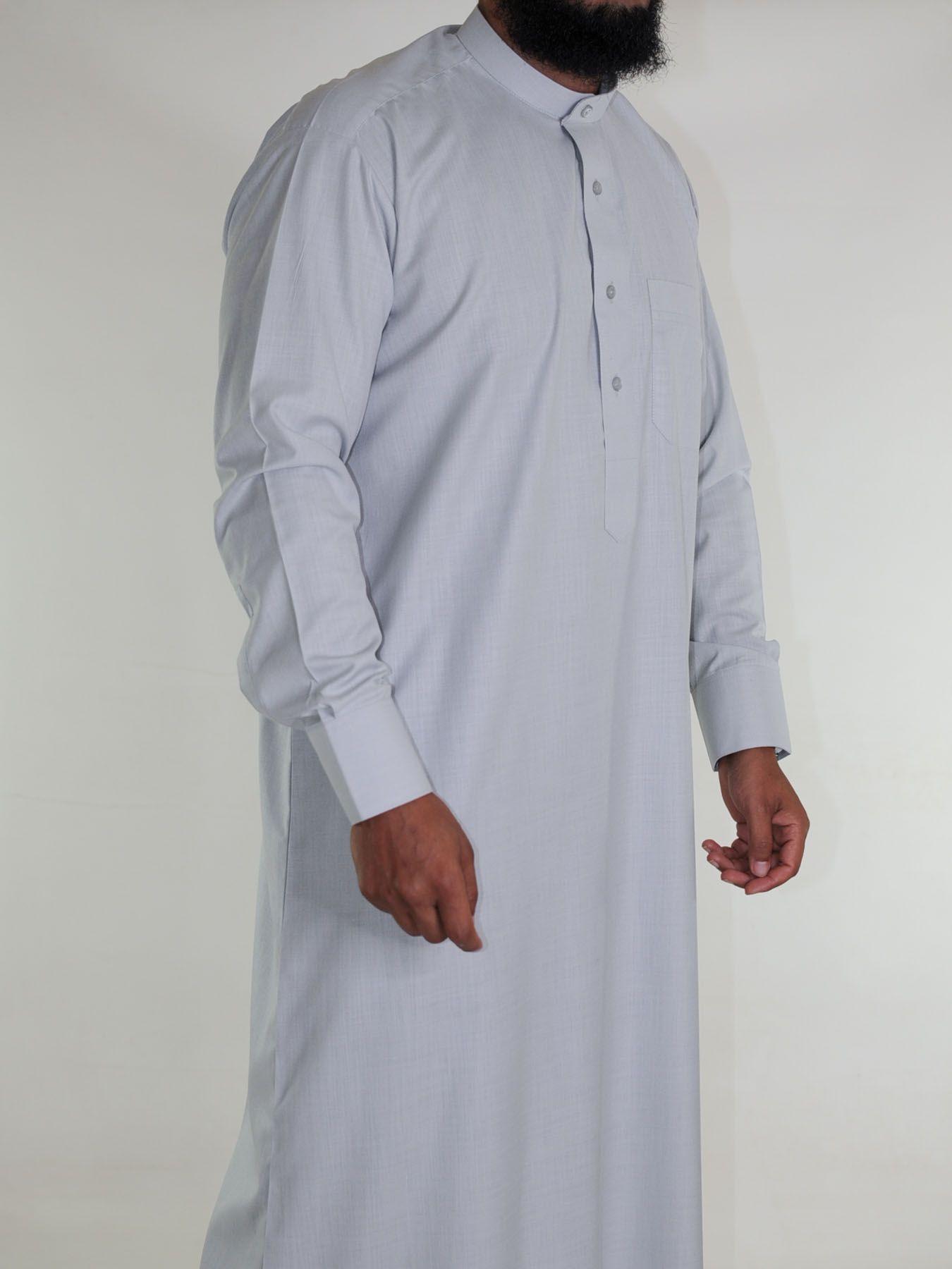 Qamis saoudien en lin - gris clair