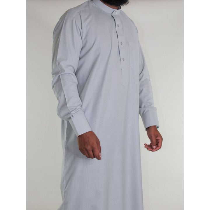 Qamis saoudien en lin - gris clair