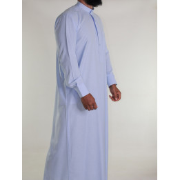 Qamis saoudien en lin - bleu clair