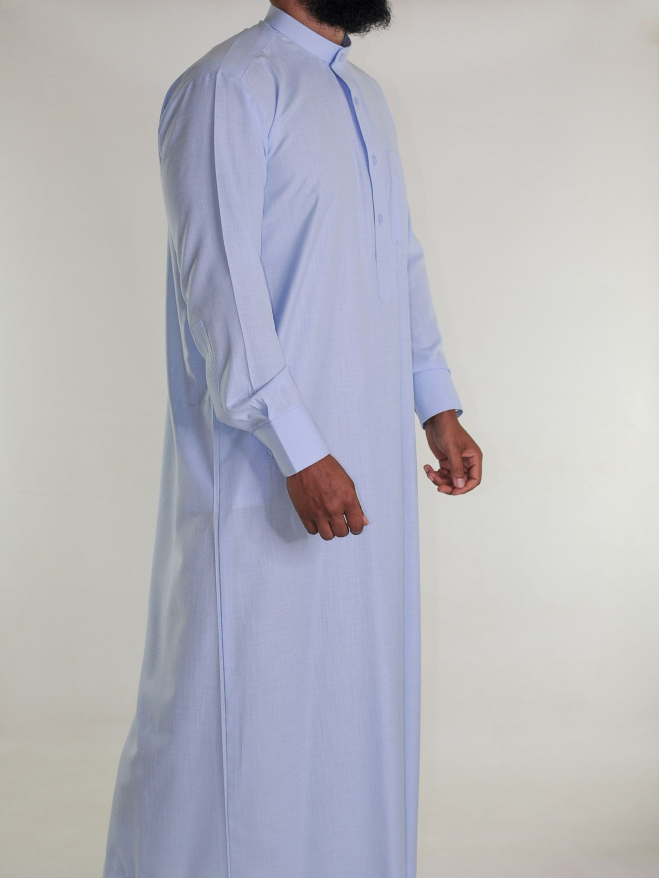 Qamis saoudien en lin - bleu clair