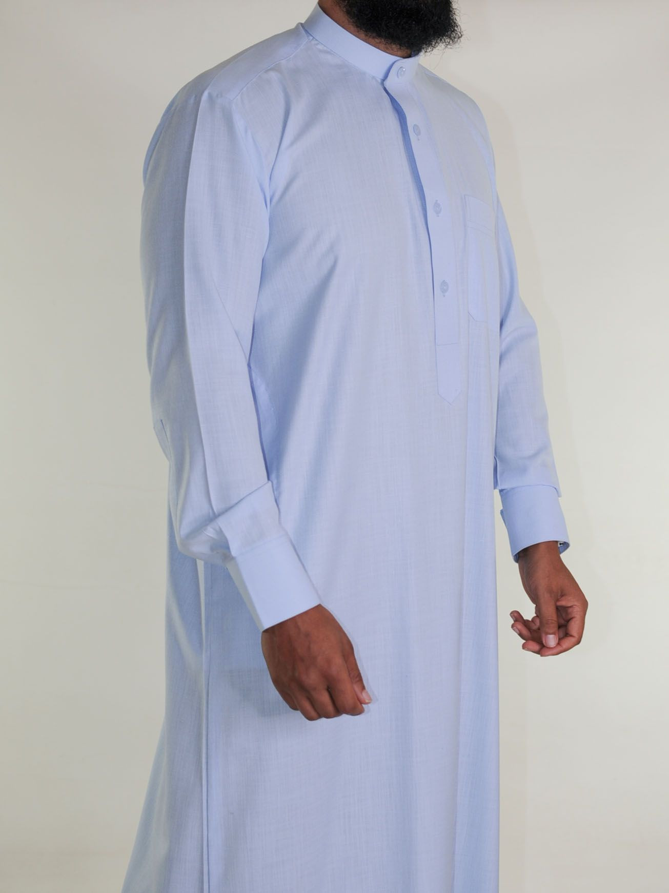Qamis saoudien en lin - bleu clair