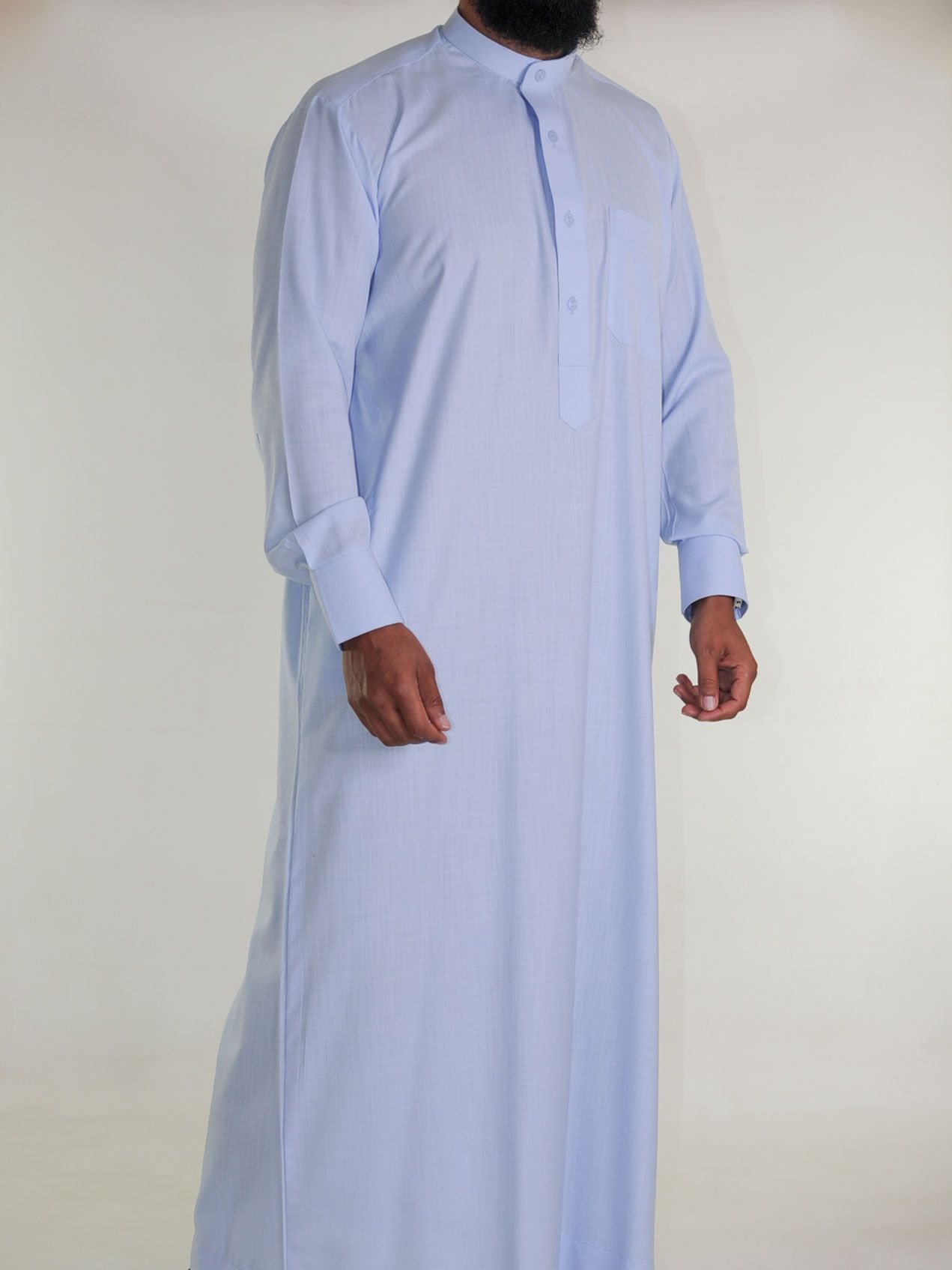 Qamis saoudien en lin - bleu clair