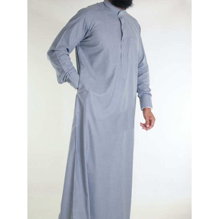 Qamis saoudien en lin - gris foncé