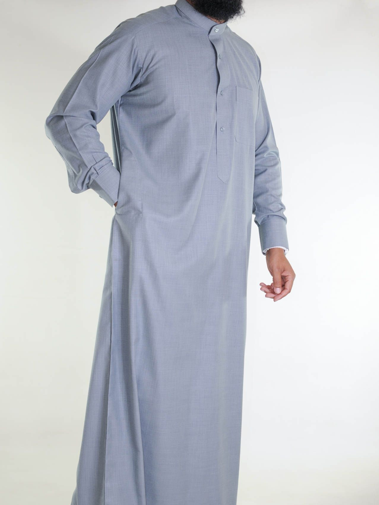 Qamis saoudien en lin - gris foncé