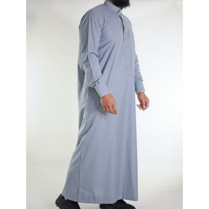 Qamis saoudien en lin - gris foncé